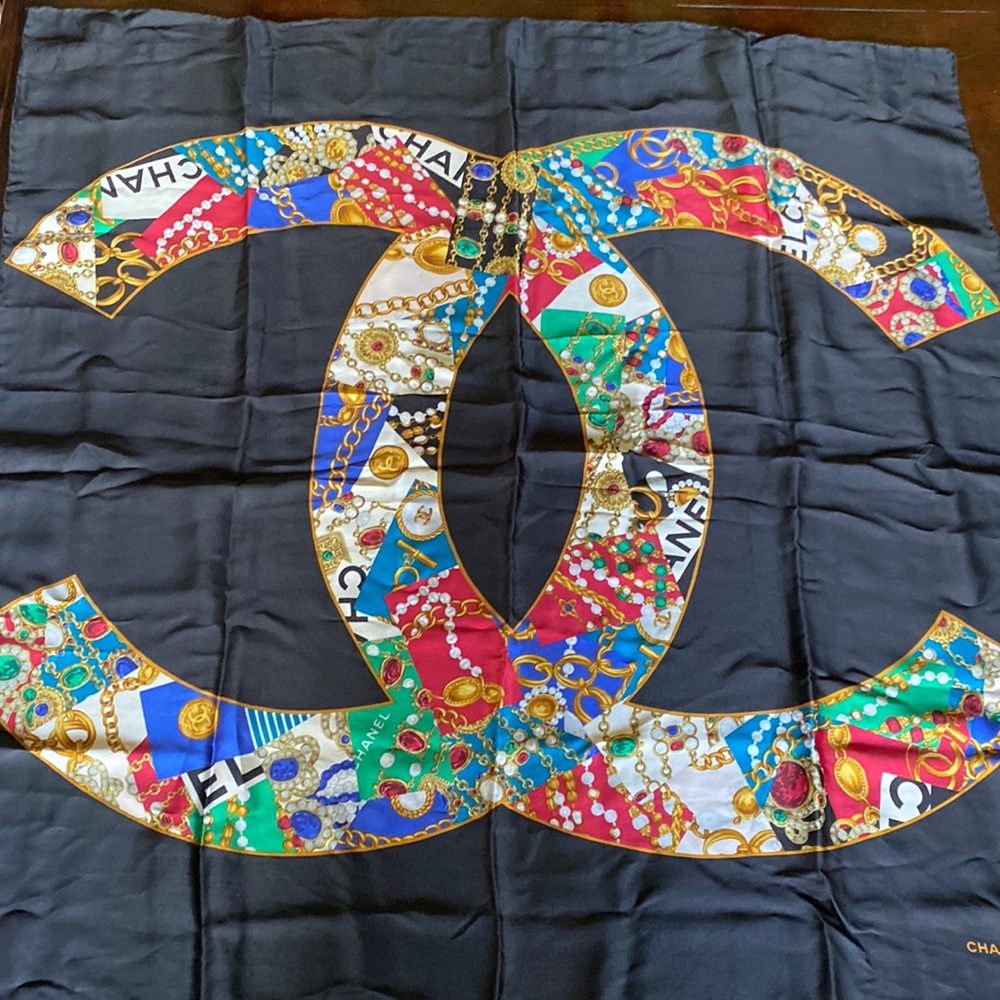 Chanel Large Silk CC Scarf